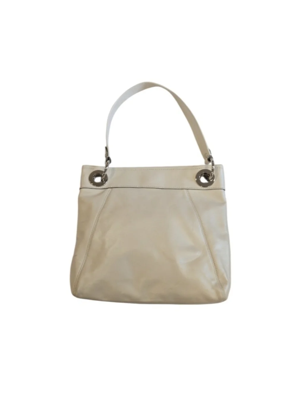 Coach Cream Leather Shoulder Bag with Silver Hardware